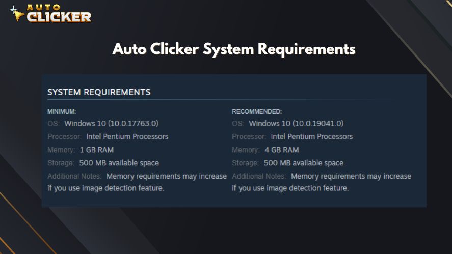 Auto Clicker on Steam system requirements
