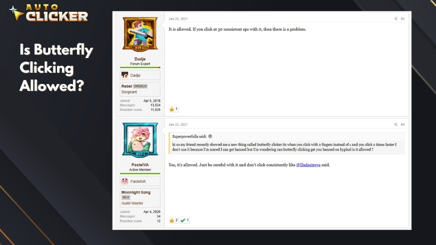 Butterfly clicking is allowed on Hypixel