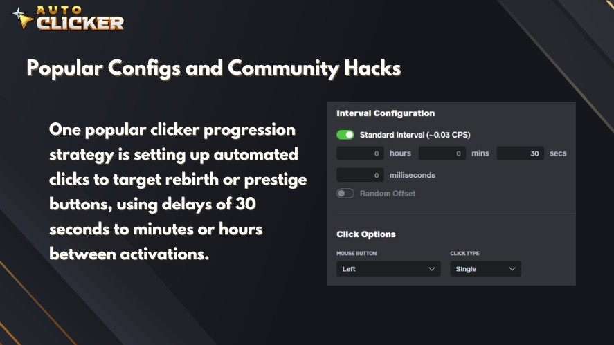 Interval configuration and clicks options in Auto Clicker on Steam