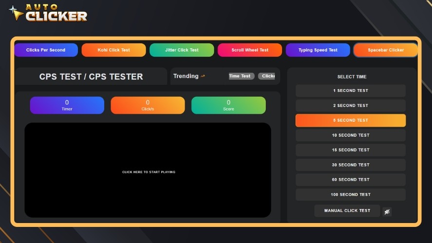 A click per second test website