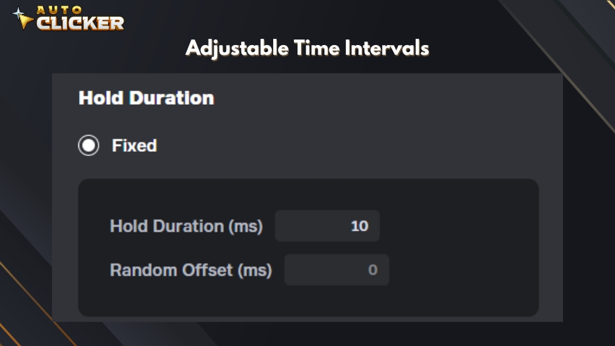 Adjustable time press intervals option in Auto Clicker on Steam