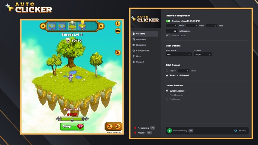 Using a mouse clicker in Clicker Heroes