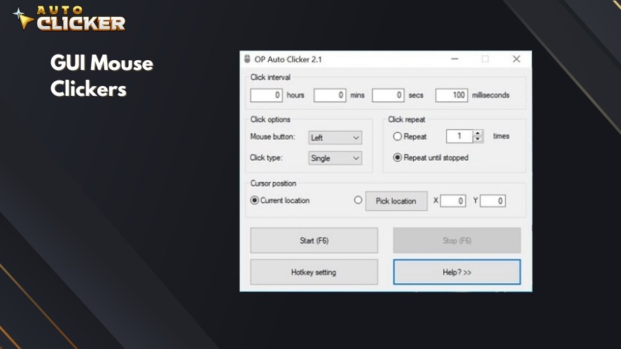 Interface of OP Auto Clicker - a popular GUIDE mouse clicker