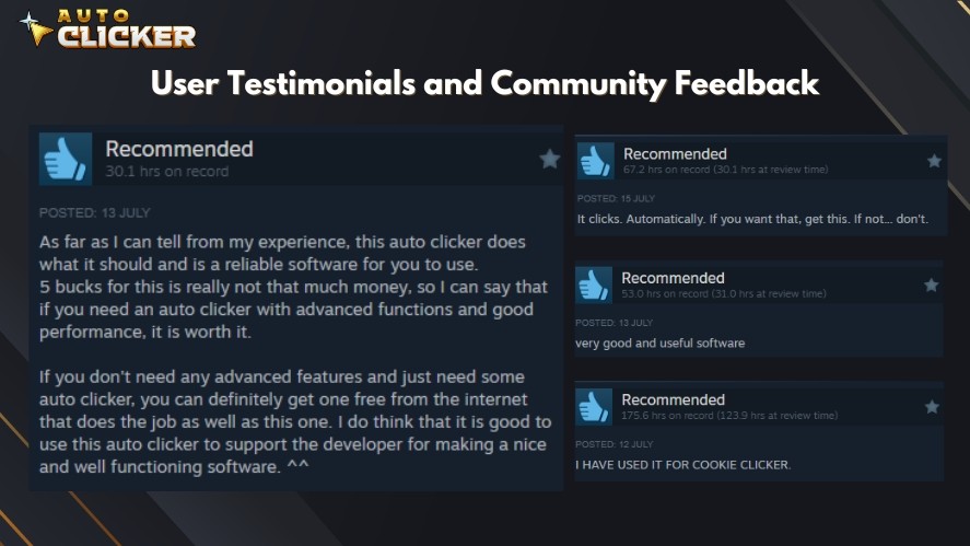 User testimonials about Auto Key Presser on Steam