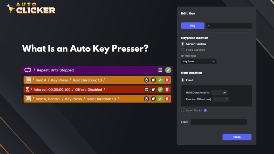 An interface of an auto key presser