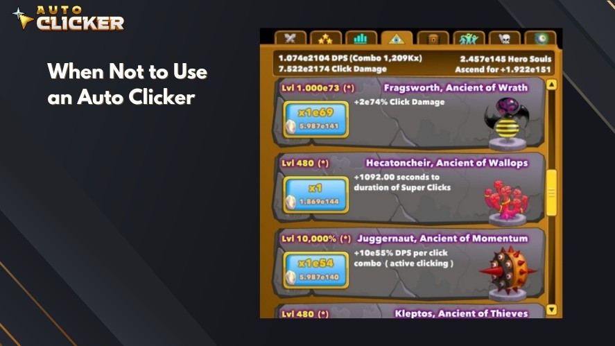 An active build in Clicker Heroes that doesn't require auto clickers