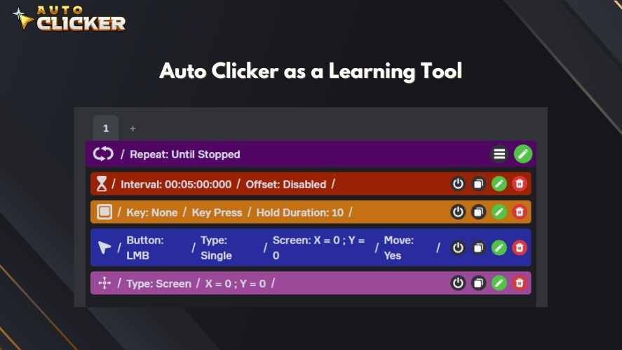 Using Auto Clicker as a learning tool with blocks