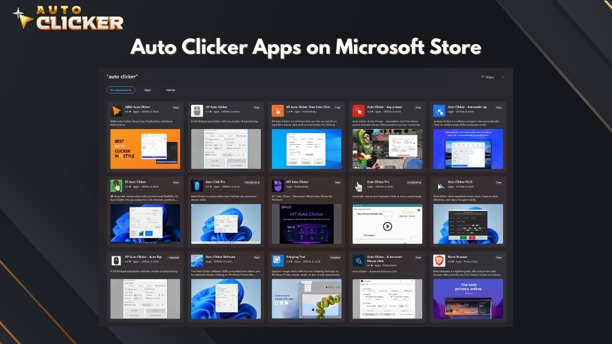 Auto clicker apps on Microsoft Store