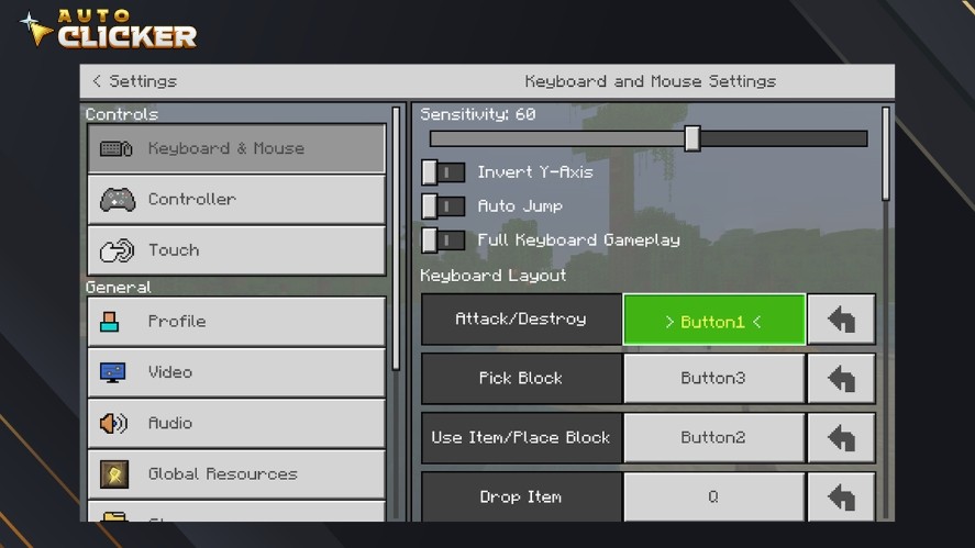 Mouse settings in Minecraft