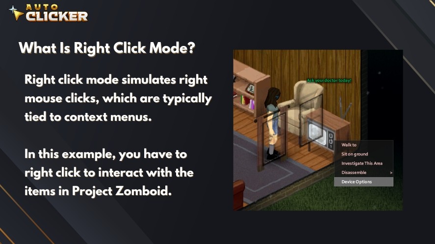 Right click mode in RPG games like Project Zomboid