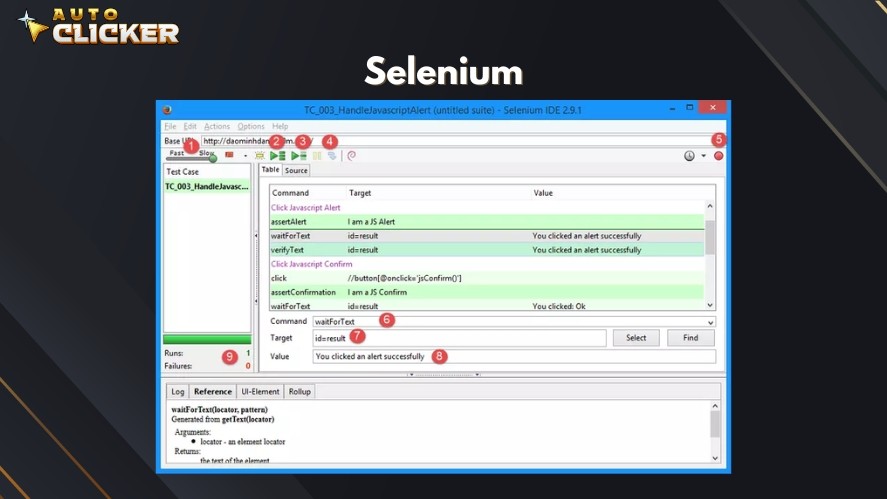 Selenium's IDE for debugging