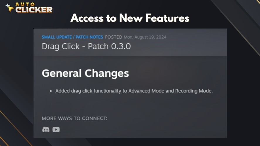 Auto Clicker on Steam's patch 0.3.0 with drag click function