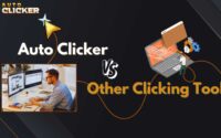Auto Clicker vs other clicking tools comparison banner showing automation software and productivity workflow