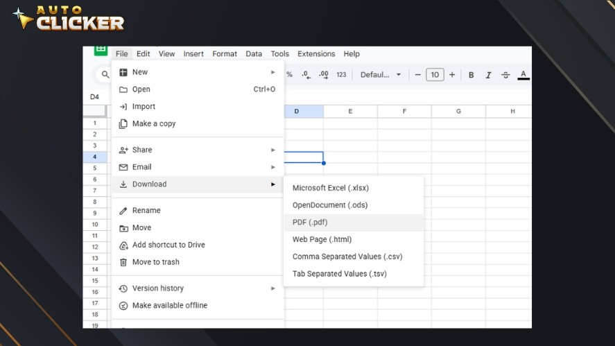 Exporting an Excel sheet