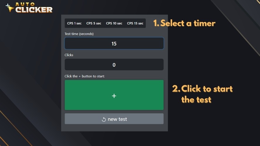 Steps to take a fast clicker test online with number one, select a timer. And number two, click to start the test