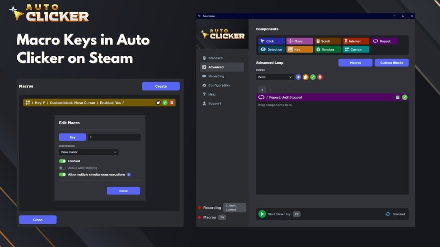 Macros in Auto Clicker on Steam