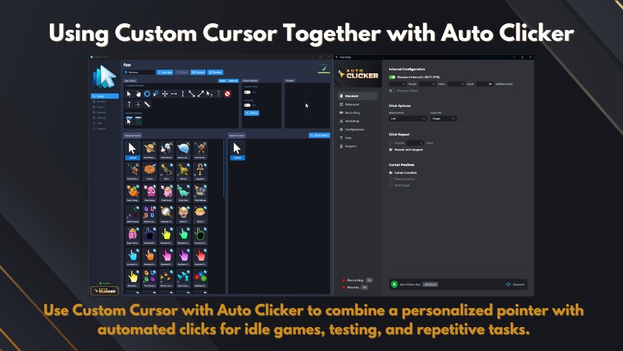 Auto Clicker apps open side by side on Windows