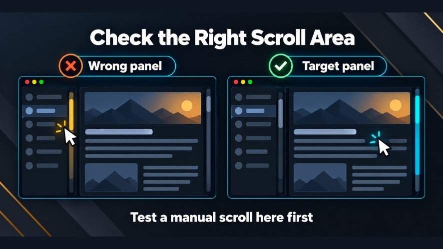 Comparison showing the pointer over a sidebar versus the intended main scrolling panel.